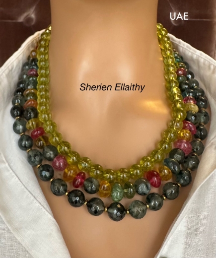 Picture of Handmade necklace With natural stones (quart Estone & agate stone And hematite stone) Gold plated