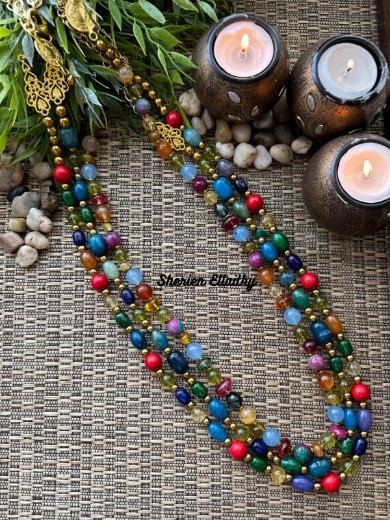 Picture of Handmade necklace With natural stones & hematite stone) Gold plated 