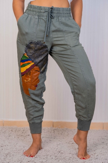 Picture of Gray jeans for women, African theme