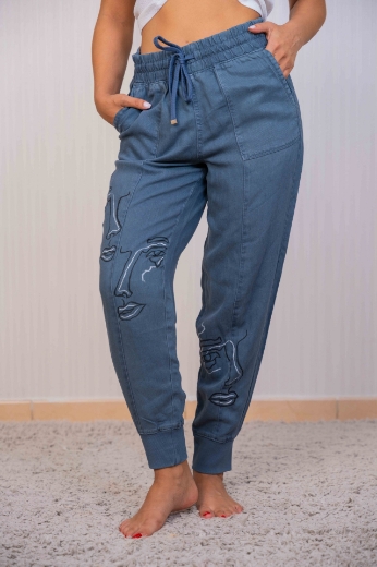 Picture of Light blue women's jeans, African theme