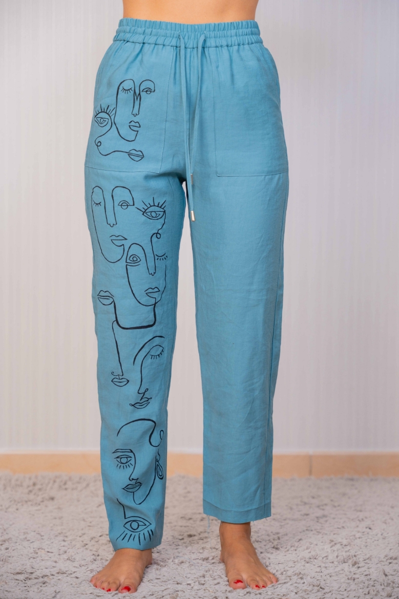 Picture of Light blue women's jeans, African theme