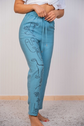 Picture of Light blue women's jeans, African theme