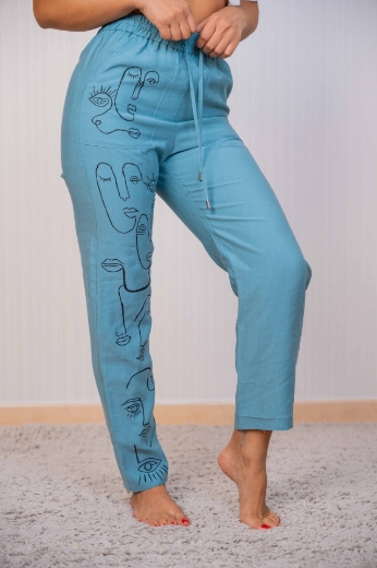 Picture of Light blue women's jeans, African theme