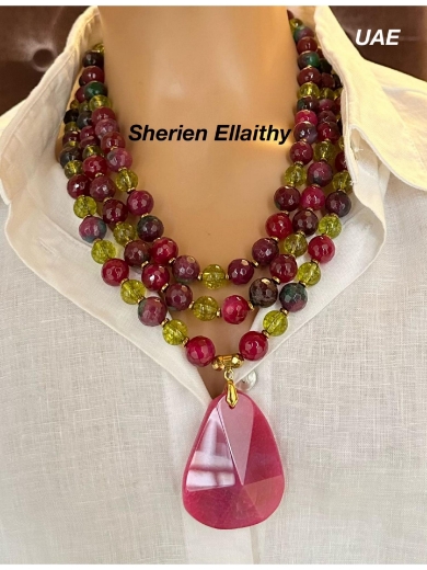 Picture of Handmade necklace With natural stones - gold plated