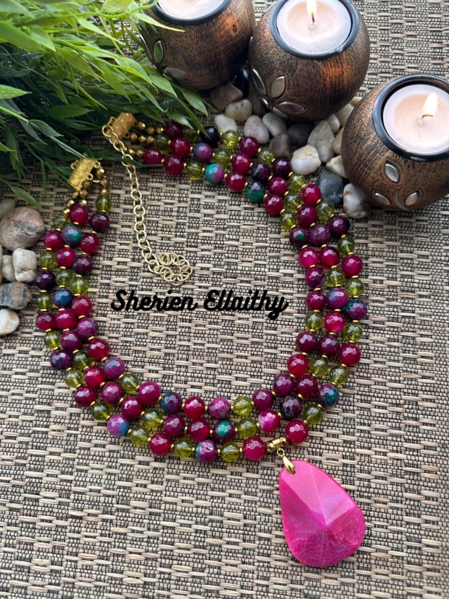 Picture of Handmade necklace With natural stones - gold plated