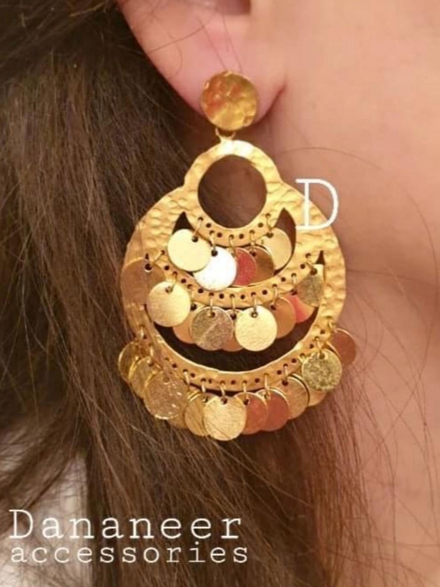 Picture of Handmade brass earrings - gold plated 