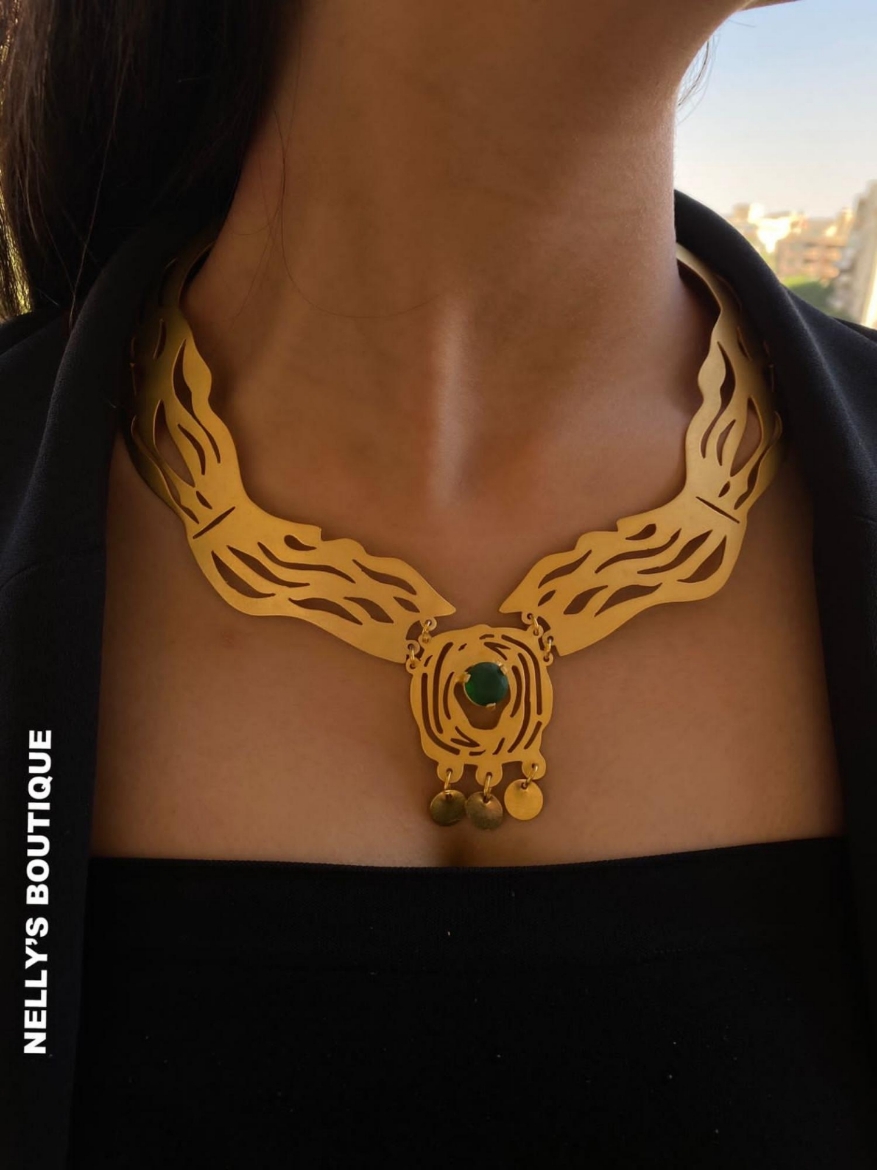 Picture of handmade necklace brass gold plated