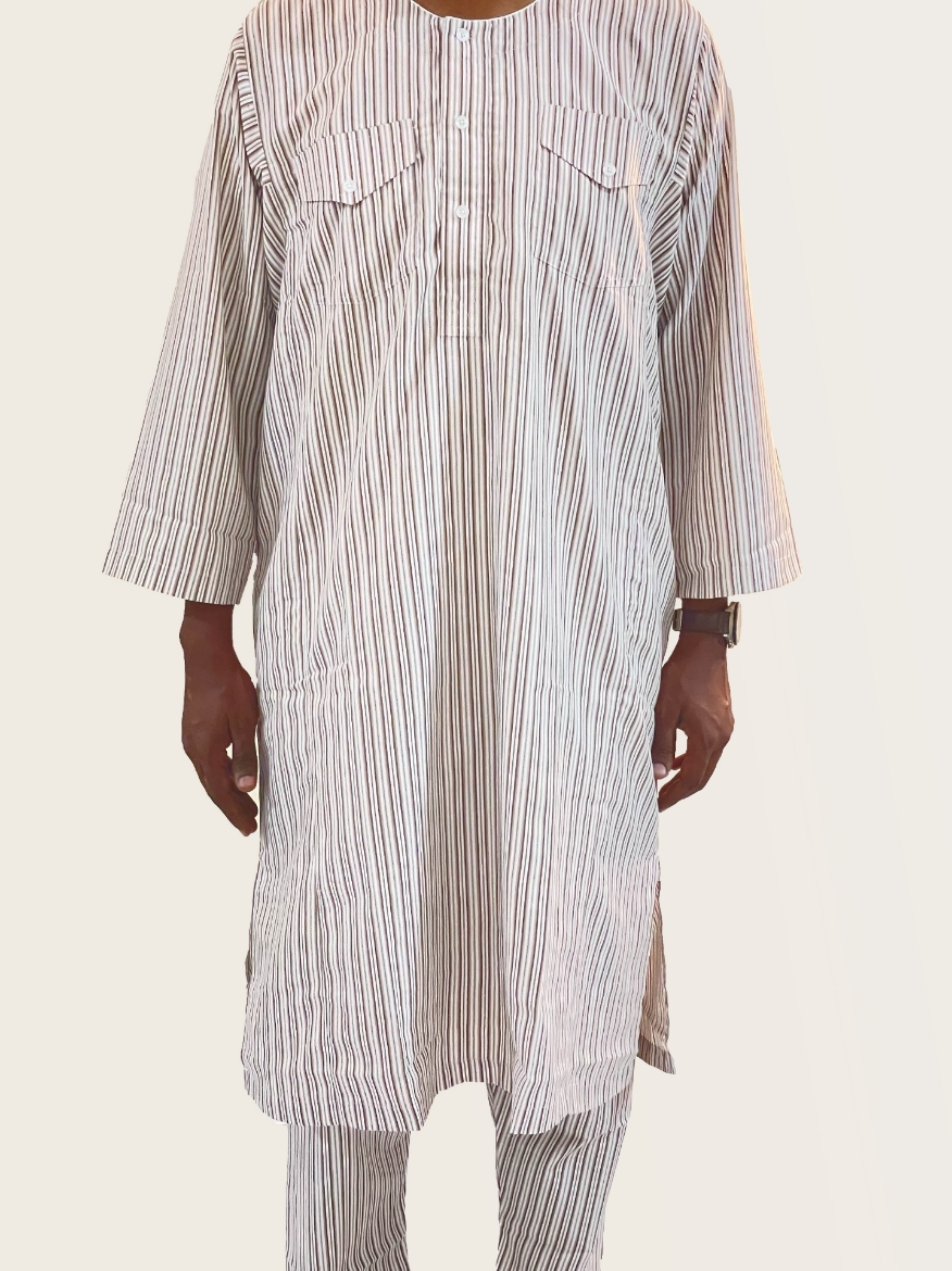 Picture of Ala Allah Brown stripes traditional with Two pockets