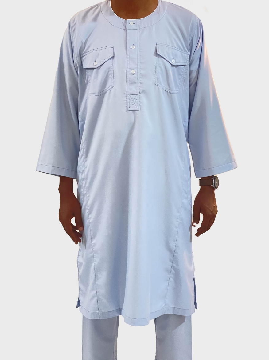 Picture of Ala Allah sea blue plain back with Two pockets