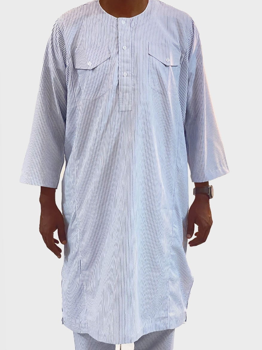 Picture of Ala Allah Blue strips traditional with Two pockets