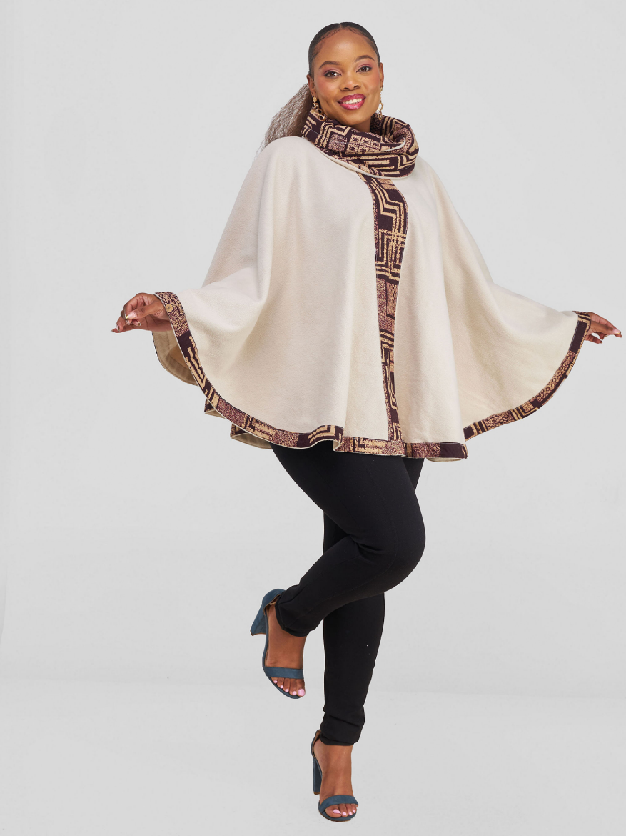 Picture of Vibe Turtle Neck Poncho - Beige 