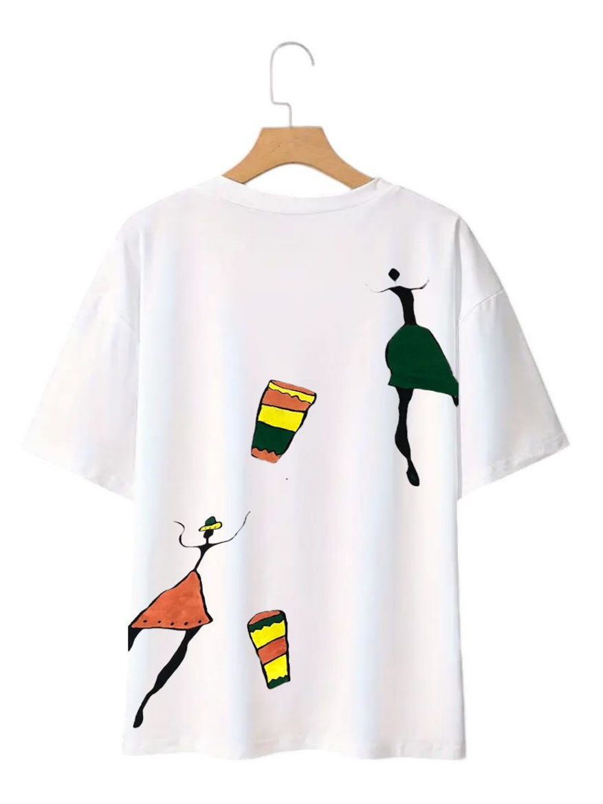 Picture of White and Black cotton T-shirt African style