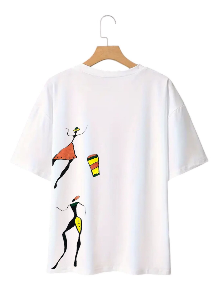 Picture of White and Black cotton T-shirt African style