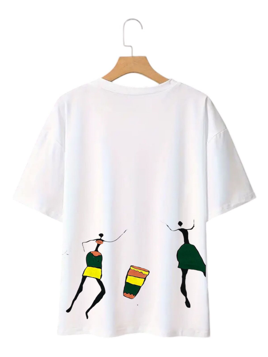 Picture of White and Black cotton T-shirt African style