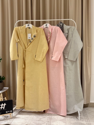 صورة Linen Formal Abaya - with Yalow
