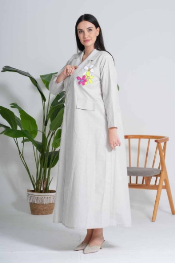 Picture of Formal linen abaya - with yellow color