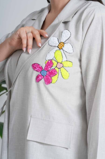 Picture of Formal linen abaya - with yellow color