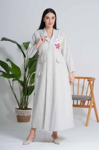 Picture of Formal linen abaya - with yellow color