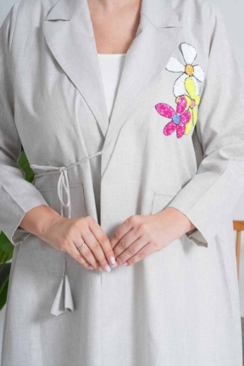 Picture of Formal linen abaya - with yellow color