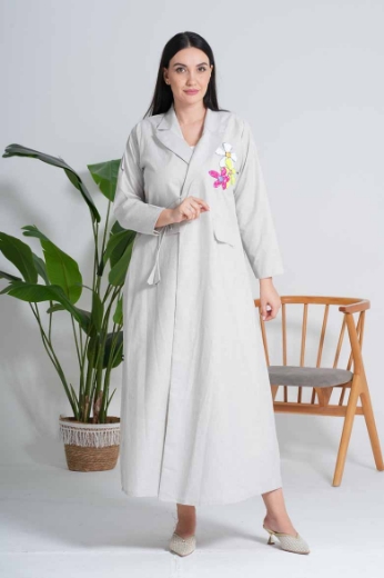 Picture of Formal linen abaya - with yellow color