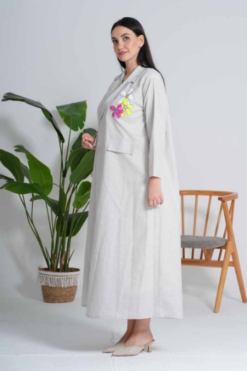 Picture of Formal linen abaya - with yellow color
