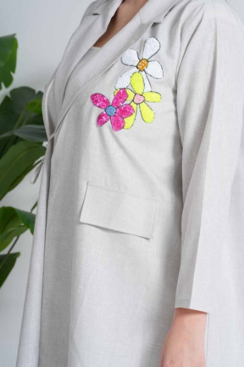 Picture of Formal linen abaya - with yellow color