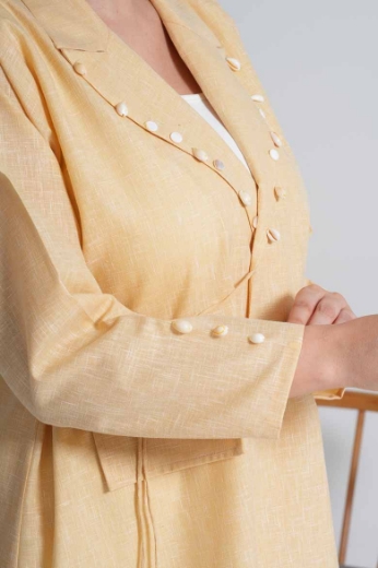 Picture of Formal linen abaya - with yellow color