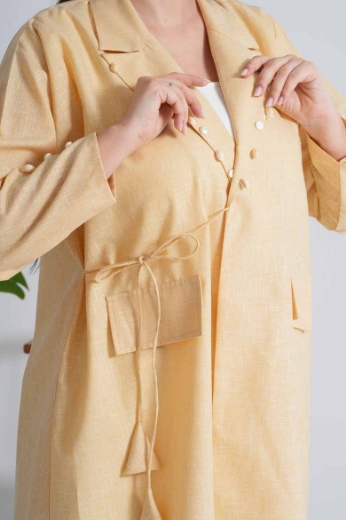 Picture of Formal linen abaya - with yellow color