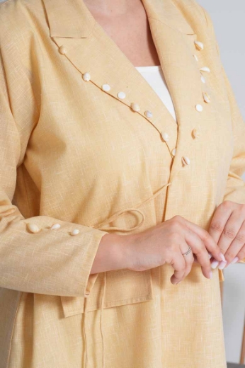 Picture of Formal linen abaya - with yellow color