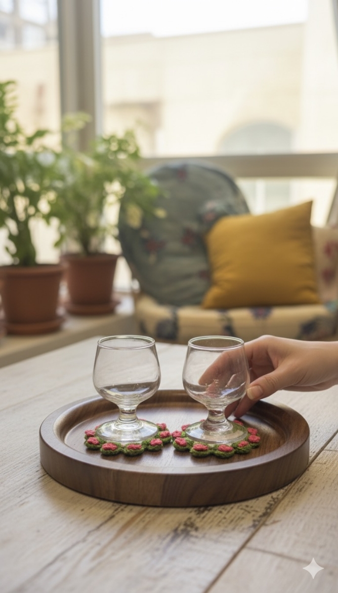 Picture of Rustic Blooms" Crochet Coasters (Set of 6)