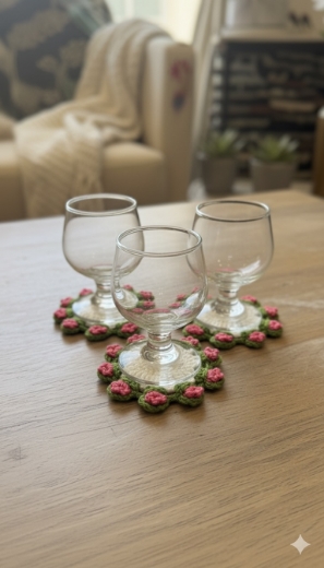 Picture of Rustic Blooms" Crochet Coasters (Set of 6)
