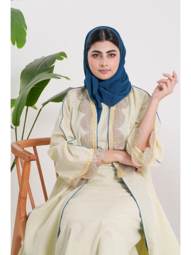 صورة عباءة الكتان المطرزة