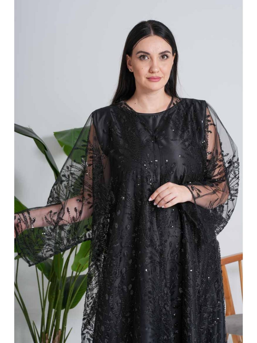 صورة عباءة تول السهرة السوداء