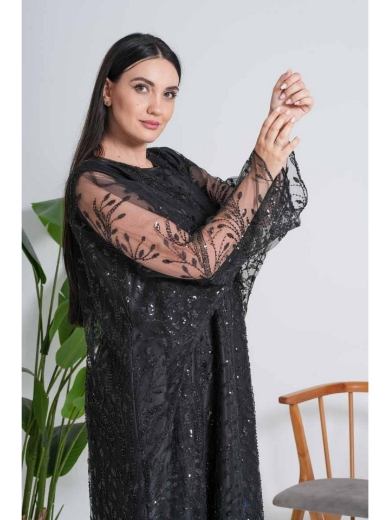 صورة عباءة تول السهرة السوداء