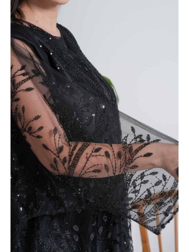 صورة عباءة تول السهرة السوداء