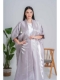 Picture of The Cool Silver Satin Kimono with Floral Pin