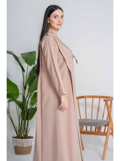 صورة عباءة "الشال المنسدل" بلون البيج الهادئ